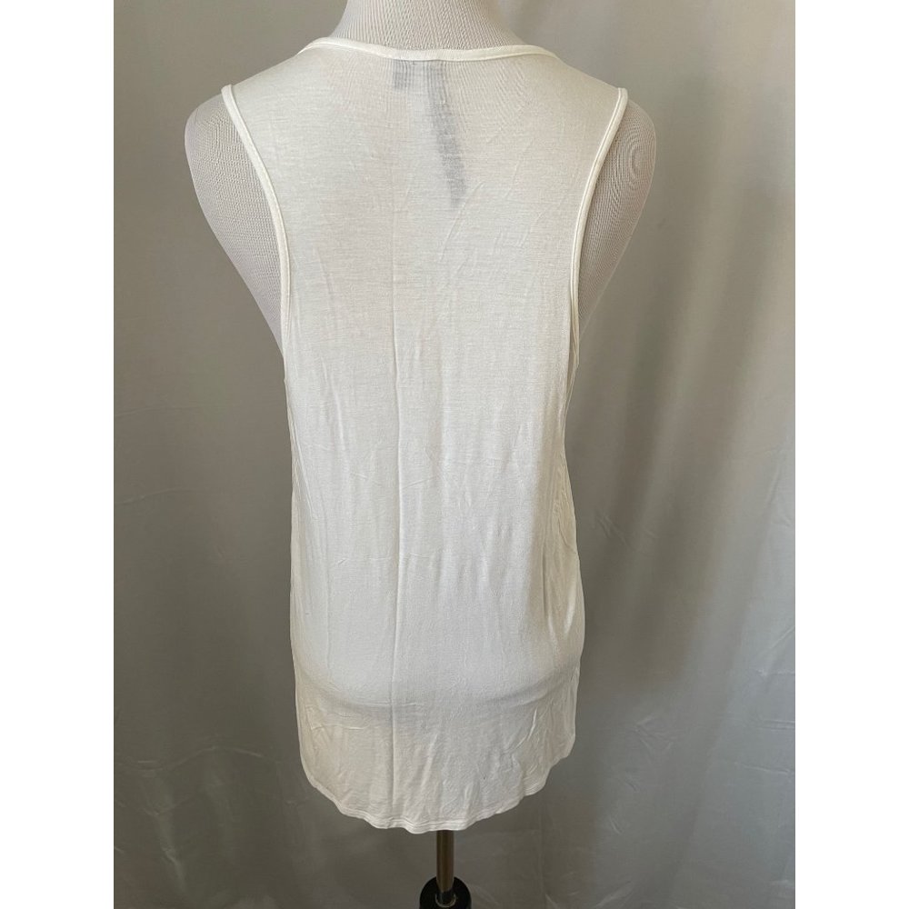 Bellatrix Cream Embroidered Wooden Beaded Scallop Design Neckline Tank Top - Picture 7 of 10